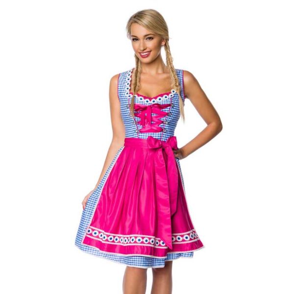 Traditionelles Karodirndl in Blau/Pink, Gr. XS - 3XL