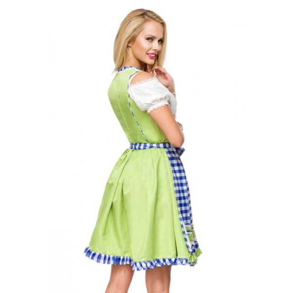 Unterbrust-Dirndl mit Karoschürze, grün/blau, Gr. XS - 3XL