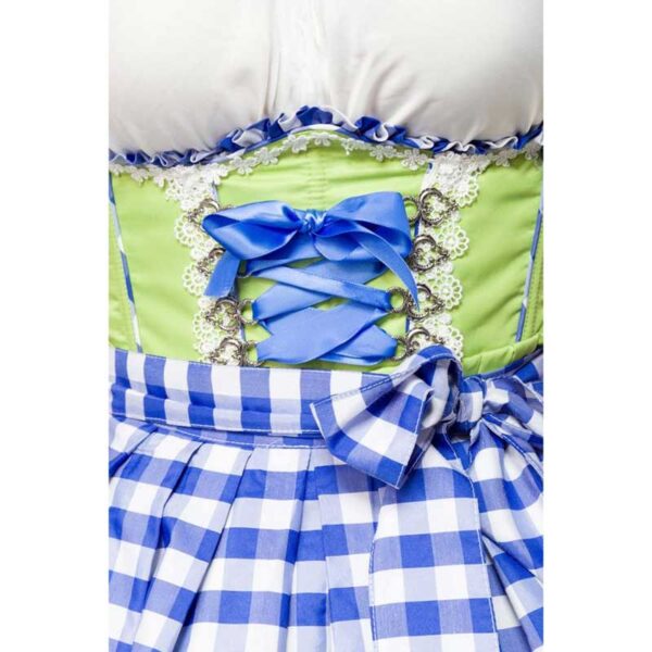 Unterbrust-Dirndl mit Karoschürze, grün/blau, Gr. XS - 3XL