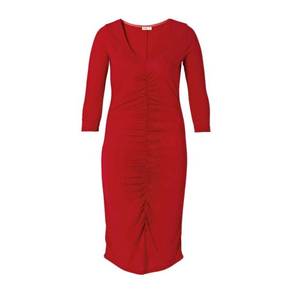 Designer-Kleid von Anna Scholz mit Raffungen rot, bis Gr. 50