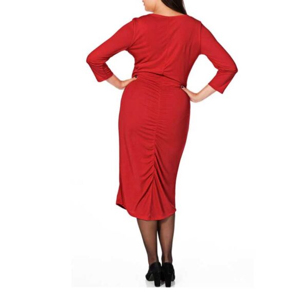 Designer-Kleid von Anna Scholz mit Raffungen rot, bis Gr. 50