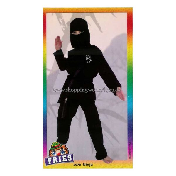 Fasching Kinderkostüm Ninja in rot oder schwarz, Gr. 128 und 140