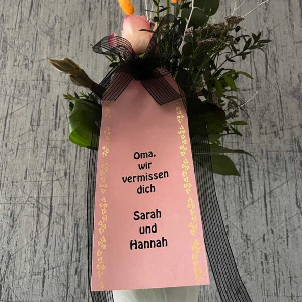 Grabschmuck, kleine Trauerschleife mit individuellem Text