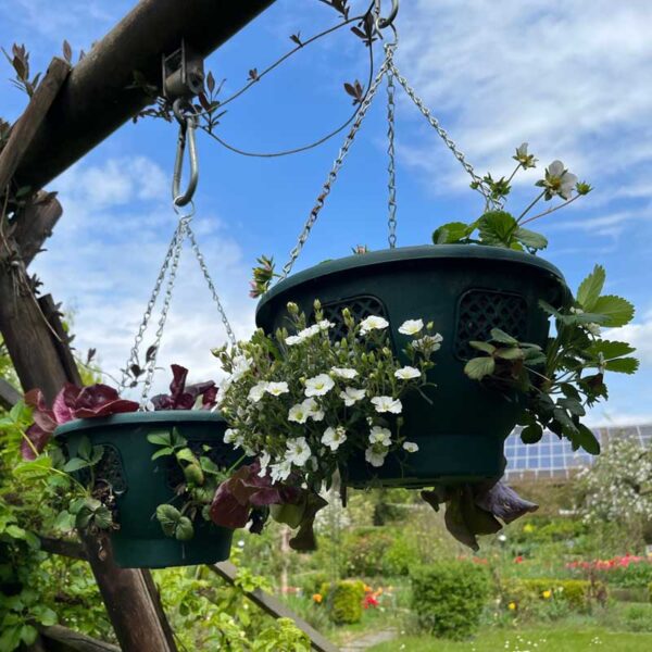 Blumenampel mit praktischem Pflanzklappensystem