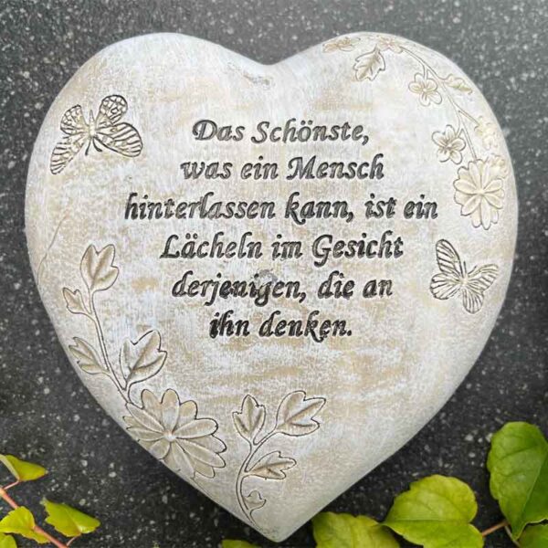 Grabschmuck Herz - mit Spruch, Blumen- und Schmetterlingsmotiv