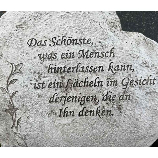 Grabschmuck Herz stehend - mit Spruch und Blumenranke