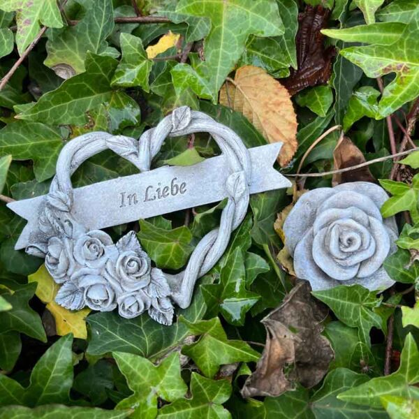 Grabschmuck-Set Rosenherz "In Liebe", 2-teilig