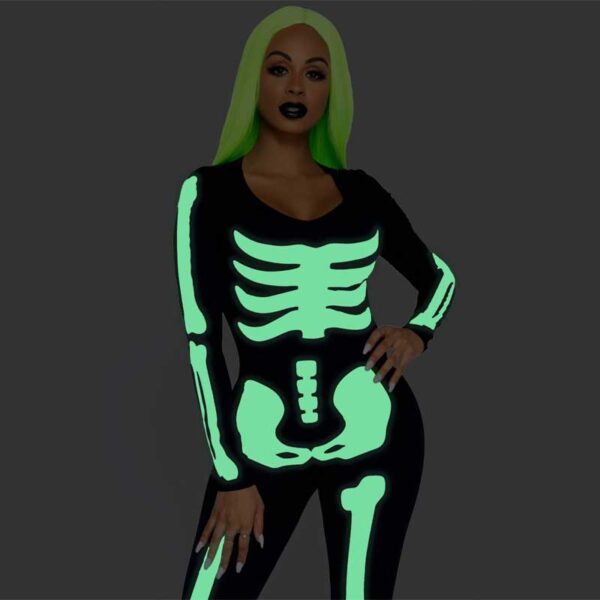 Leg Avenue Halloween Skelett Catsuit, leuchtet im Dunklen