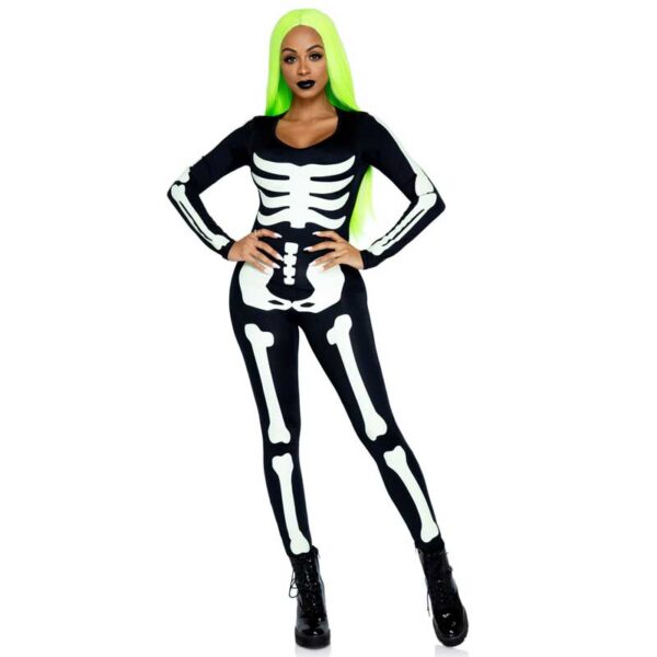 Leg Avenue Halloween Skelett Catsuit, leuchtet im Dunklen