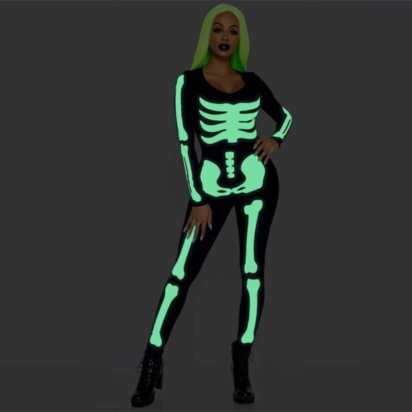 Leg Avenue Halloween Skelett Catsuit, leuchtet im Dunklen