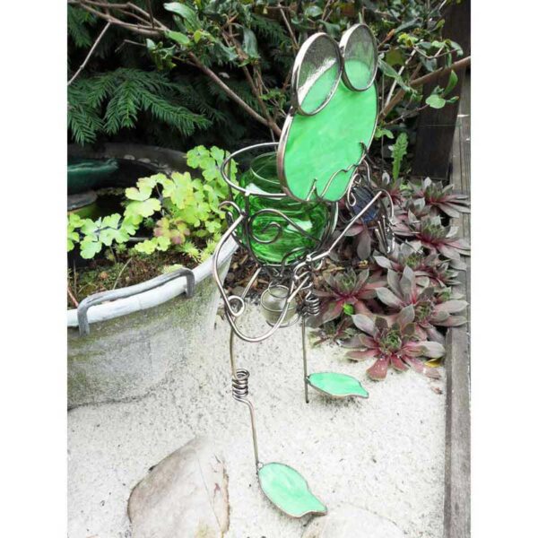 Gartenstecker Frosch mit Windlicht