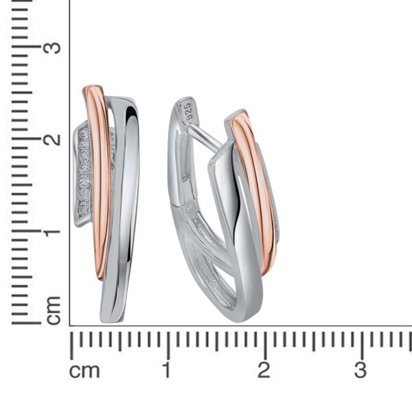 Klappcreolen 925 Silber rhodiniert bicolor und Zirkonia