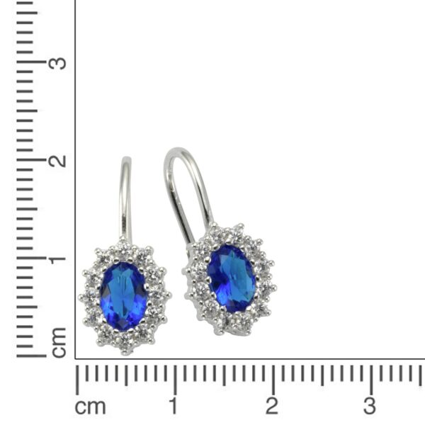 Ohrringe aus 925/- Sterling Silber rhodiniert mit blauem Glasstein