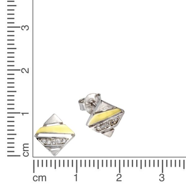 Ohrstecker aus 925/- Sterling Silber, bicolor mit Zirkonia