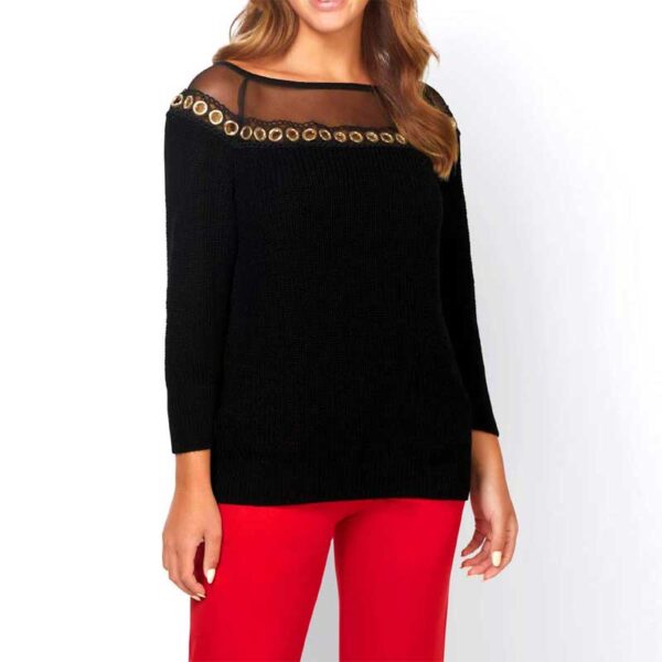 Ashley Brooke Designer-Pullover mit Ösen, Gr. 34 - 40