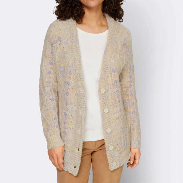 Linea Tesini Designer-Strickjacke, champagner-himmelblau, Gr. 36 - 50