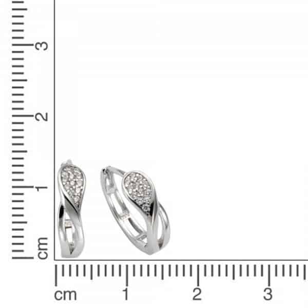 Creolen 925/- Sterling Silber rhodiniert 1,4 cm Zirkonia