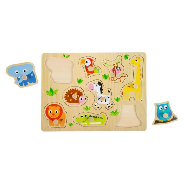 Setzpuzzle Zootiere aus Holz, 9 Teile